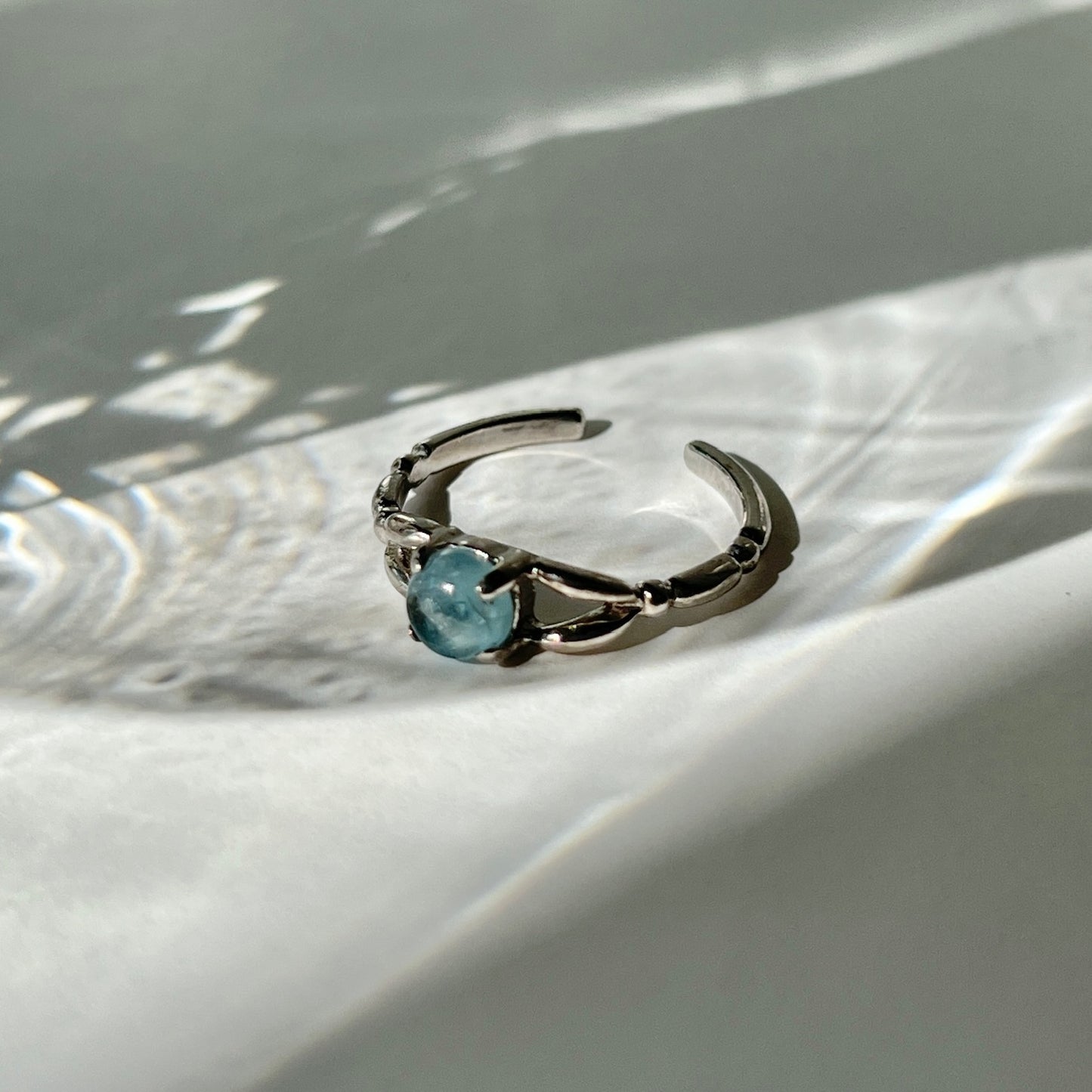 [ aqua kyanite ] spring ring silver