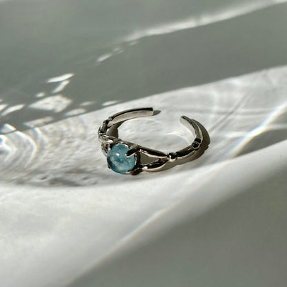 [ aqua kyanite ] spring ring silver