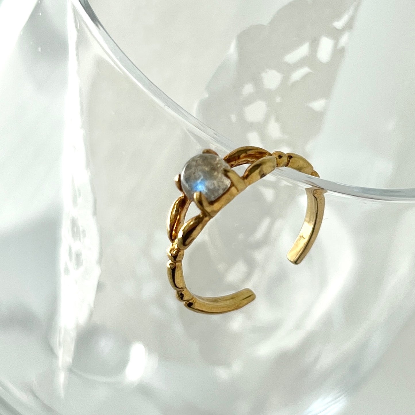 [ labradorite ] spring ring gold
