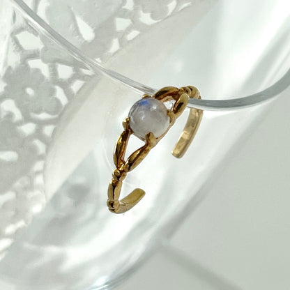 [ rainbow moon stone ] spring ring gold