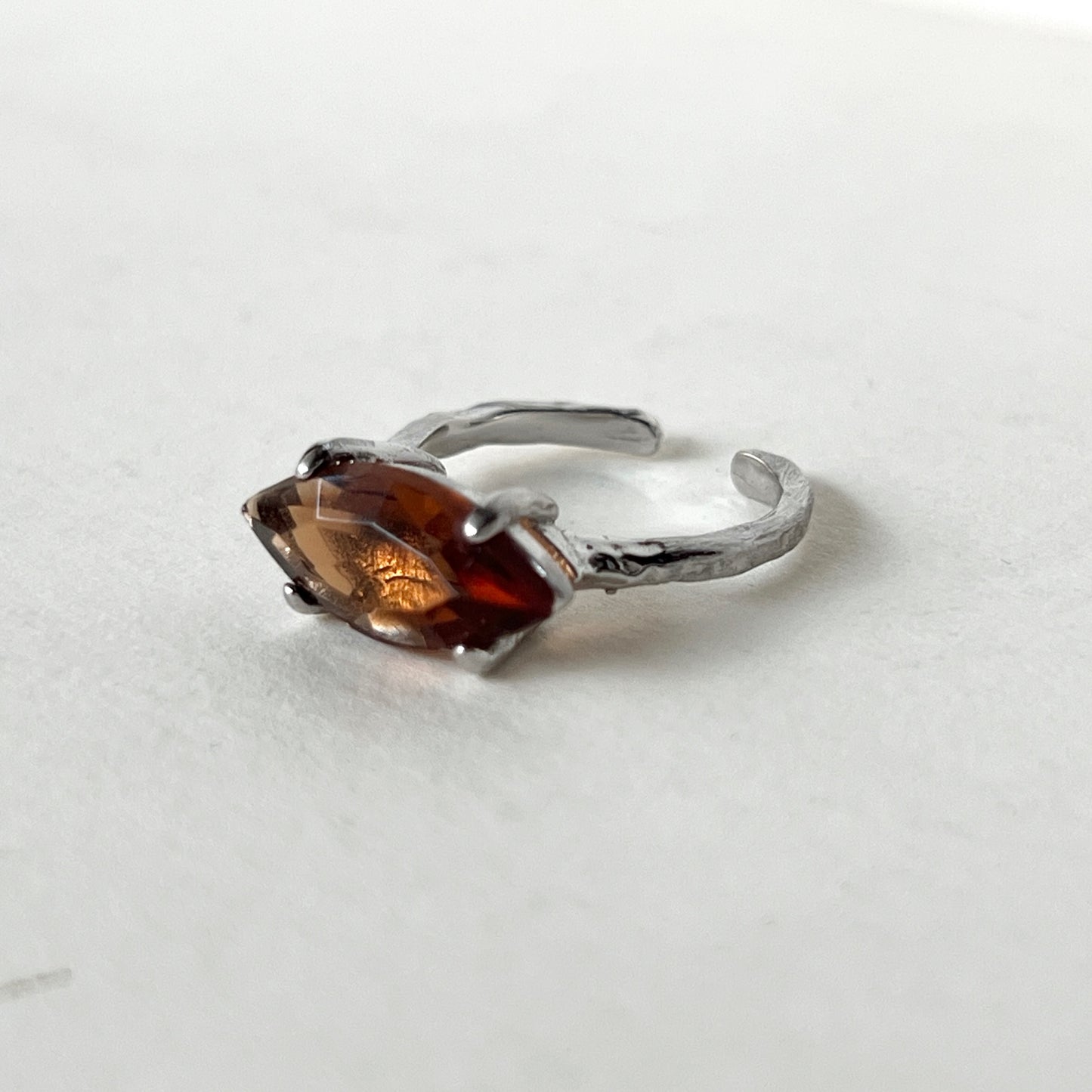 05. [ brown ] gem MARQUISE silver [ free size ]