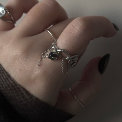 [ labradorite ] nuanced mesh silver [ free size ]