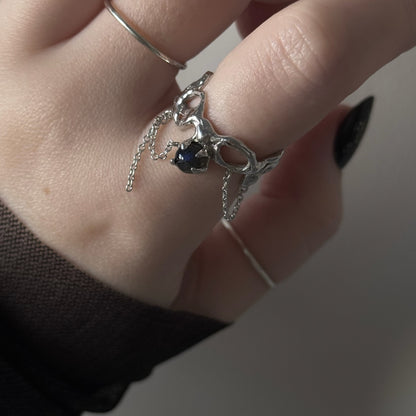 [ labradorite ] nuanced mesh silver [ free size ]