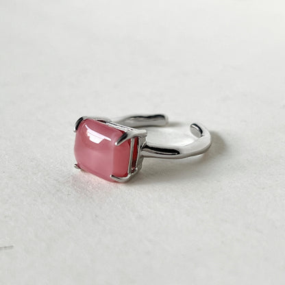 08. [ dark pink ] gem OCTAGON silver [free size]