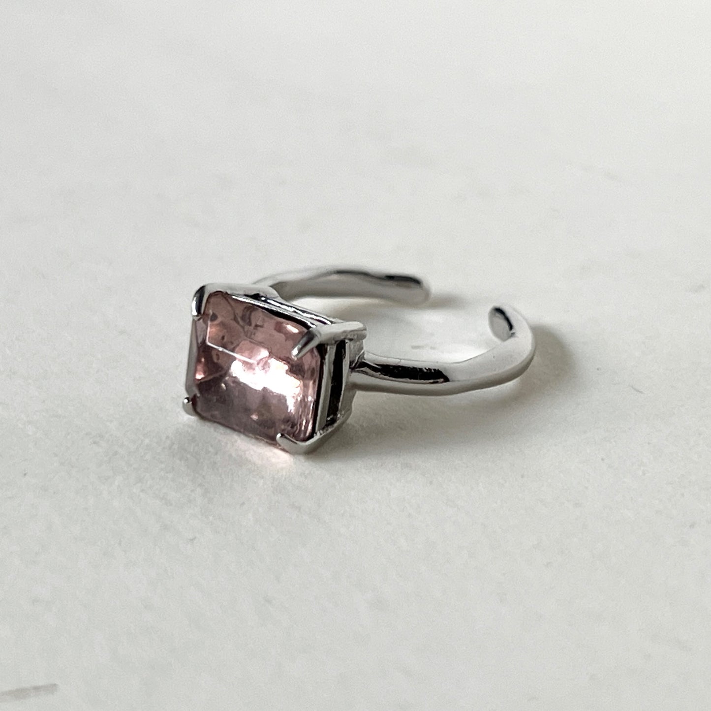 [ light pink ] gem OCTAGON silver [free size]
