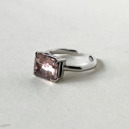 [ light pink ] gem OCTAGON silver [free size]