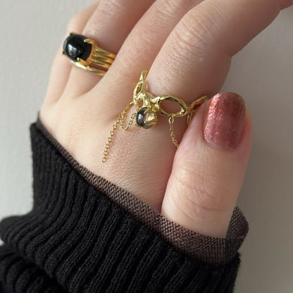 [ smoky quartz ] nuanced mesh gold [ free size ]