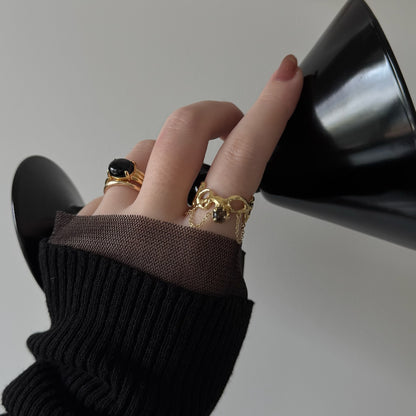 [ smoky quartz ] nuanced mesh gold [ free size ]