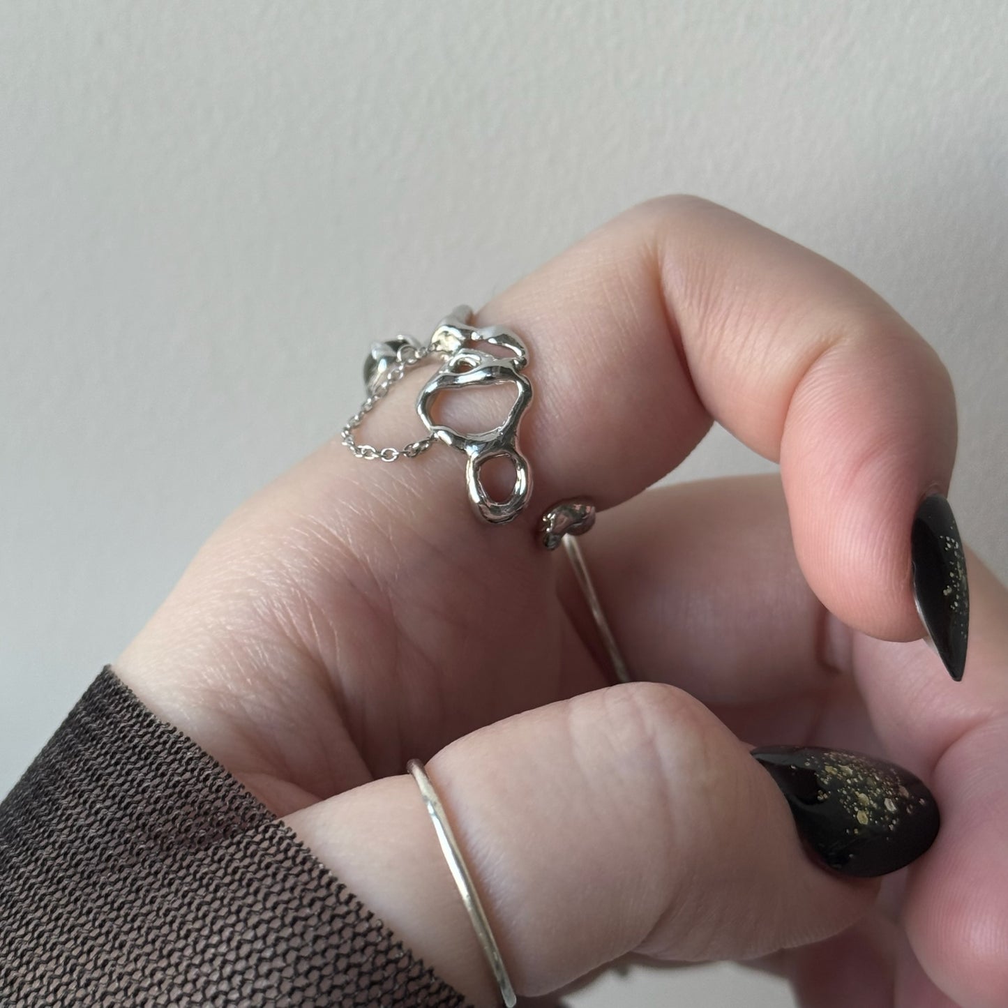 [ labradorite ] nuanced mesh silver [ free size ]