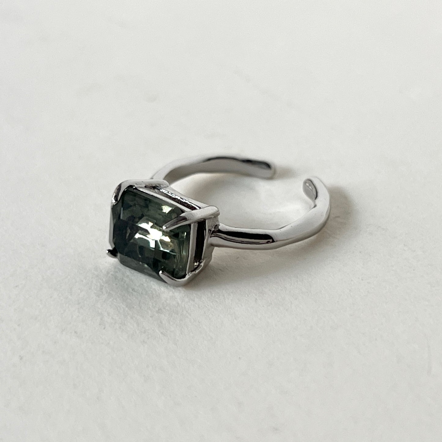 06. [ green ] gem OCTAGON silver [ free size ]