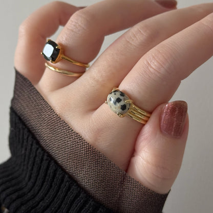 [ black spinel ] square faceted cut gold [ free size ]