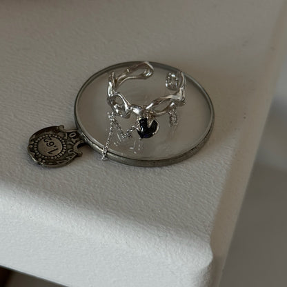 [ labradorite ] nuanced mesh silver [ free size ]