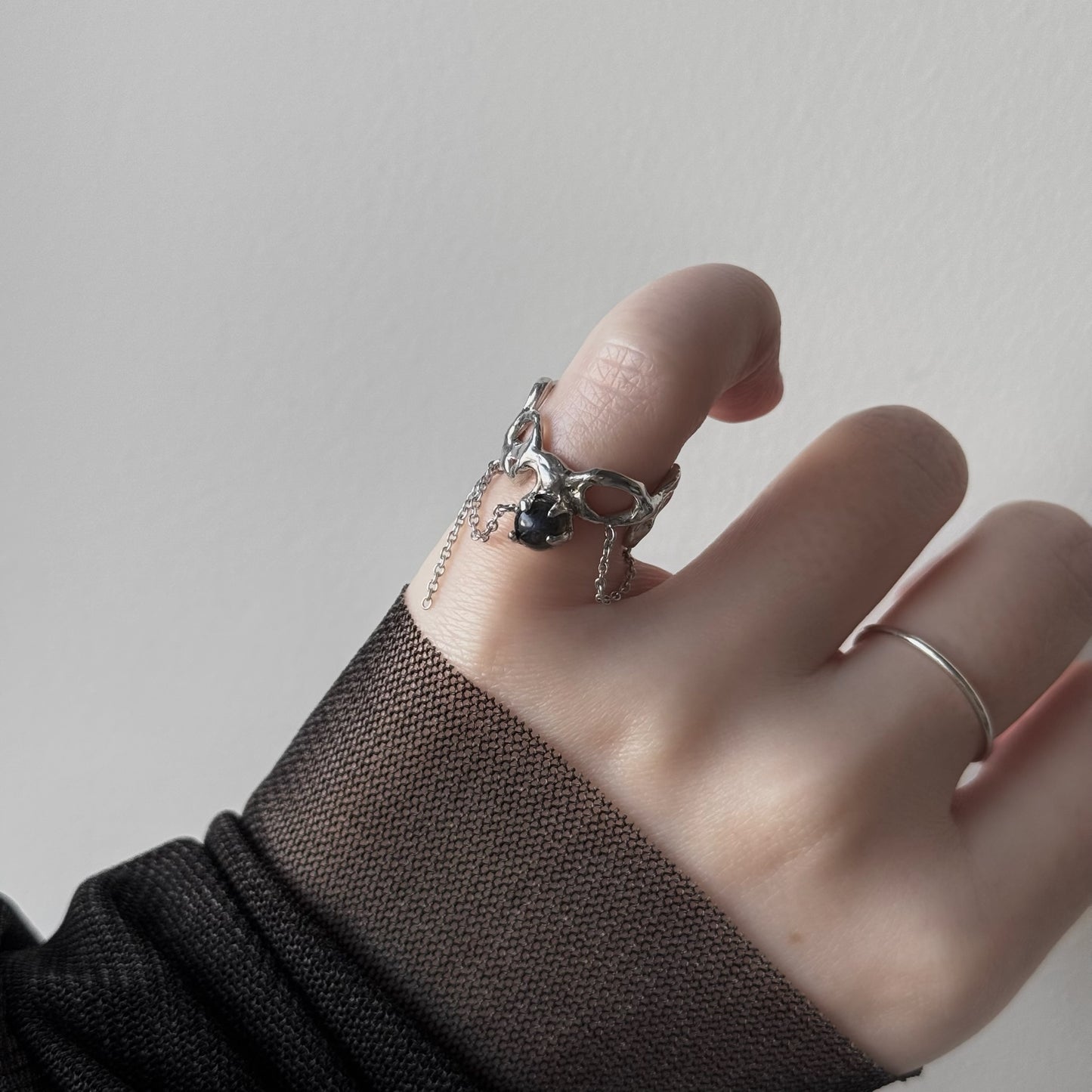 [ labradorite ] nuanced mesh silver [ free size ]