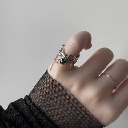 [ labradorite ] nuanced mesh silver [ free size ]