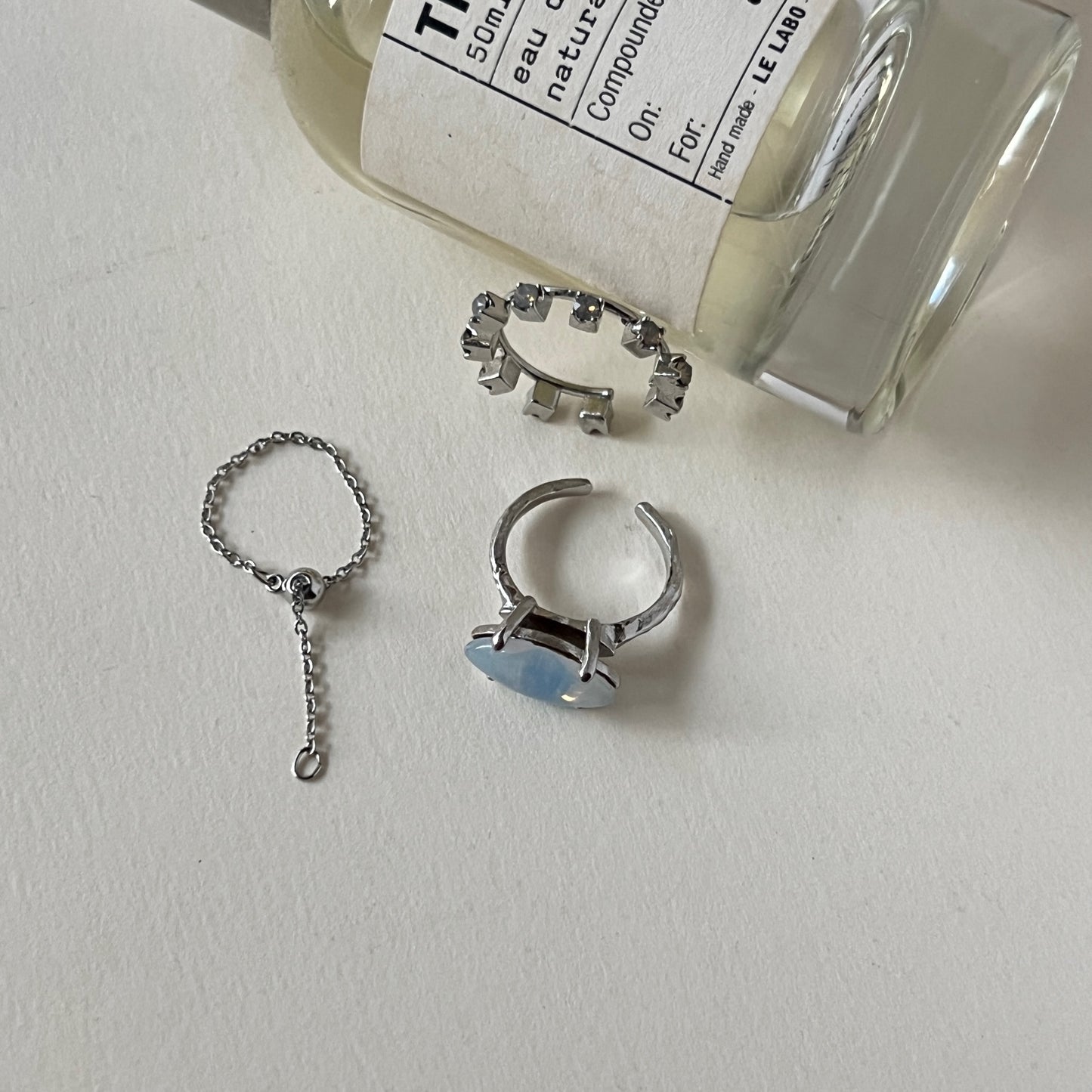 01. [ opal ] gem TEN stones silver [ free size ]