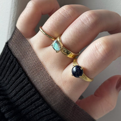 [ labradorite ] um gold ring [ free size ]