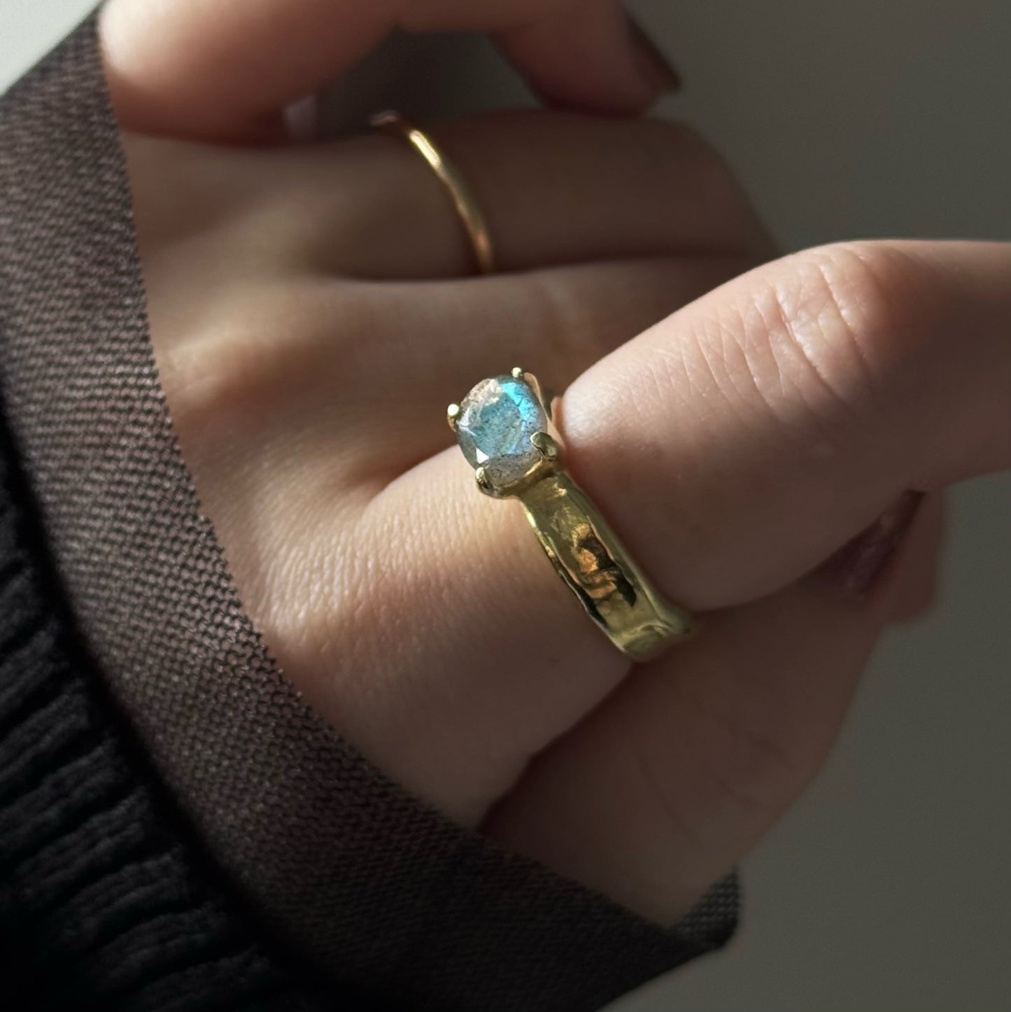 [ labradorite ] um gold ring [ free size ]