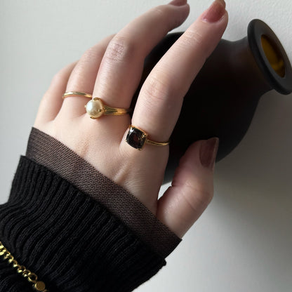 [ smoky quartz ] square faceted cut gold [ free size ]