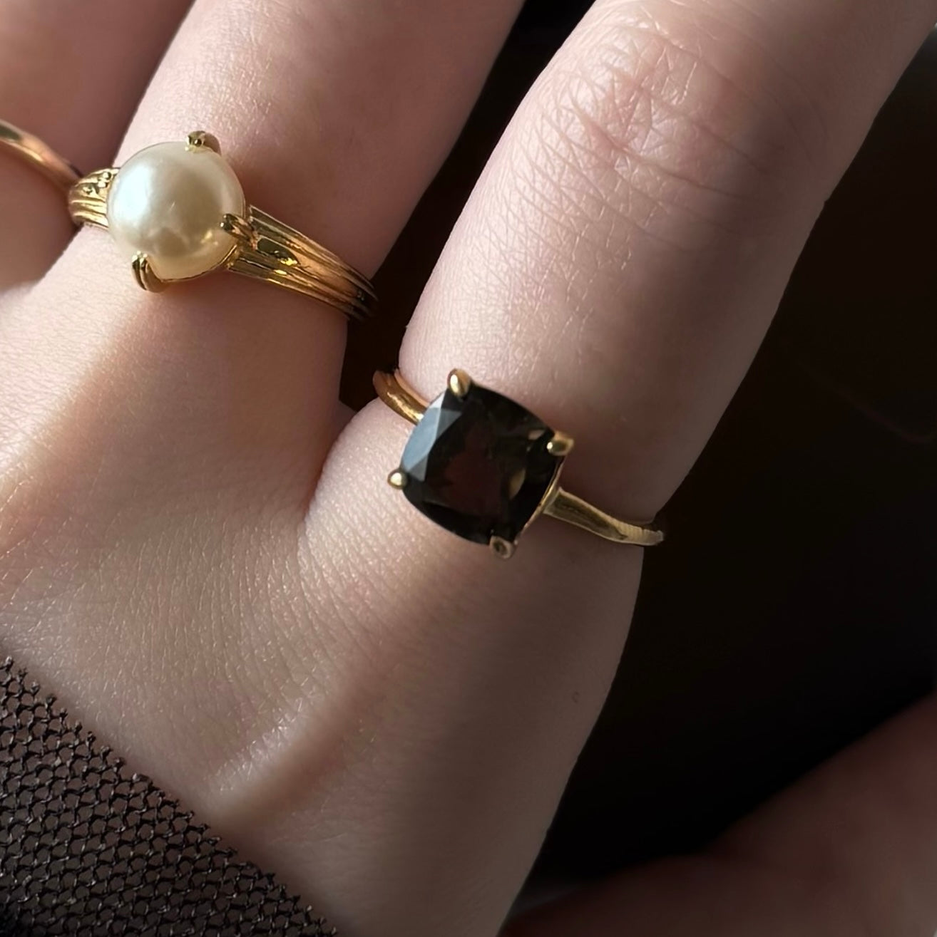 [ smoky quartz ] square faceted cut gold [ free size ]