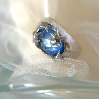 [ lapis lazuli quartz triplet ] twinkle ring silver