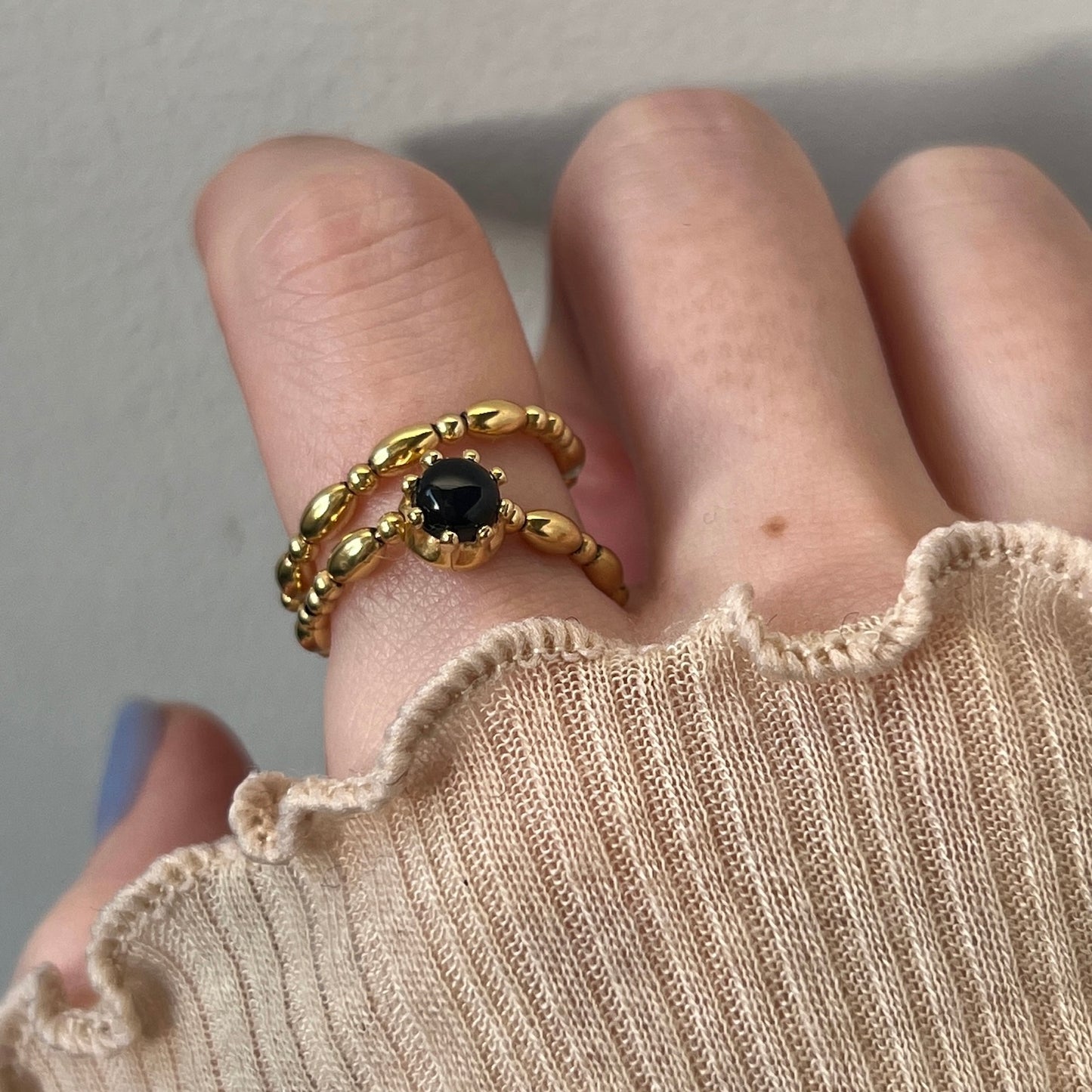 [ blue labradorite ] sirius gold [ free size ]