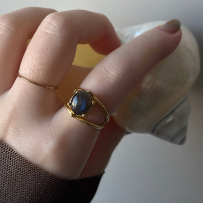 [ black labradorite ] double gold [ free size ]