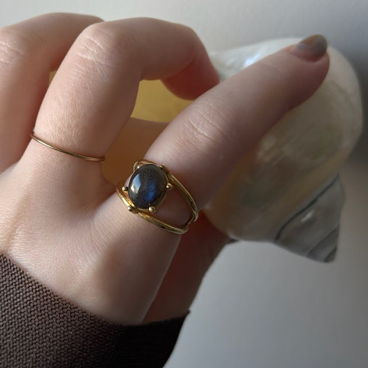 [ black labradorite ] double gold [ free size ]