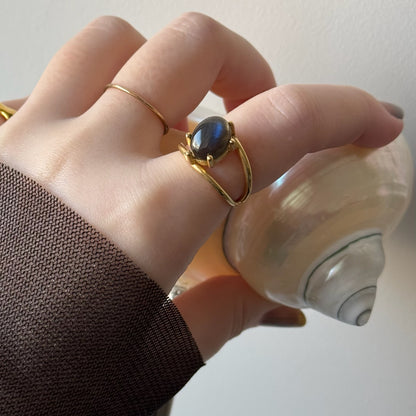 [ black labradorite ] double gold [ free size ]