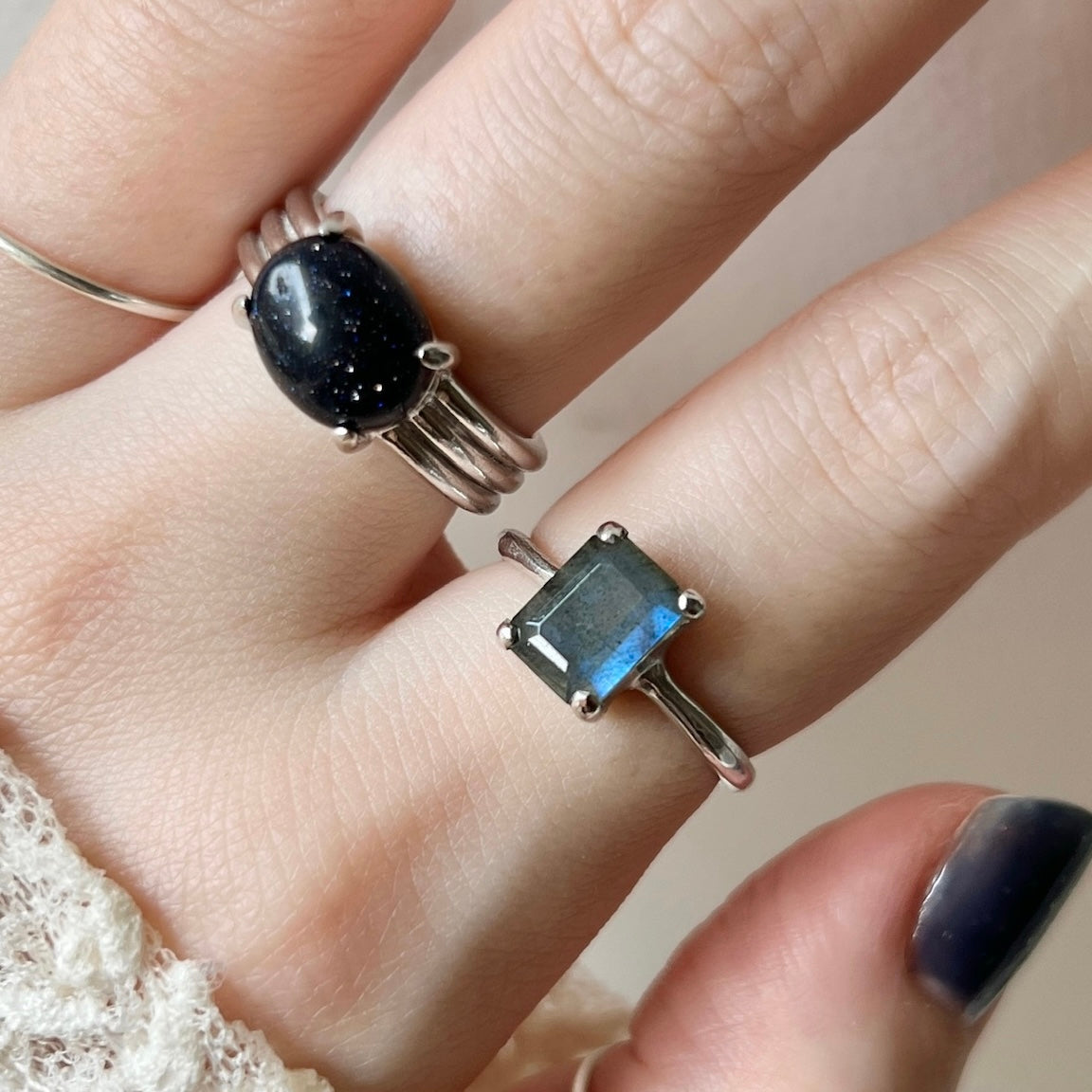 [ labradorite ] rectangle faceted cut silver [ free size ]