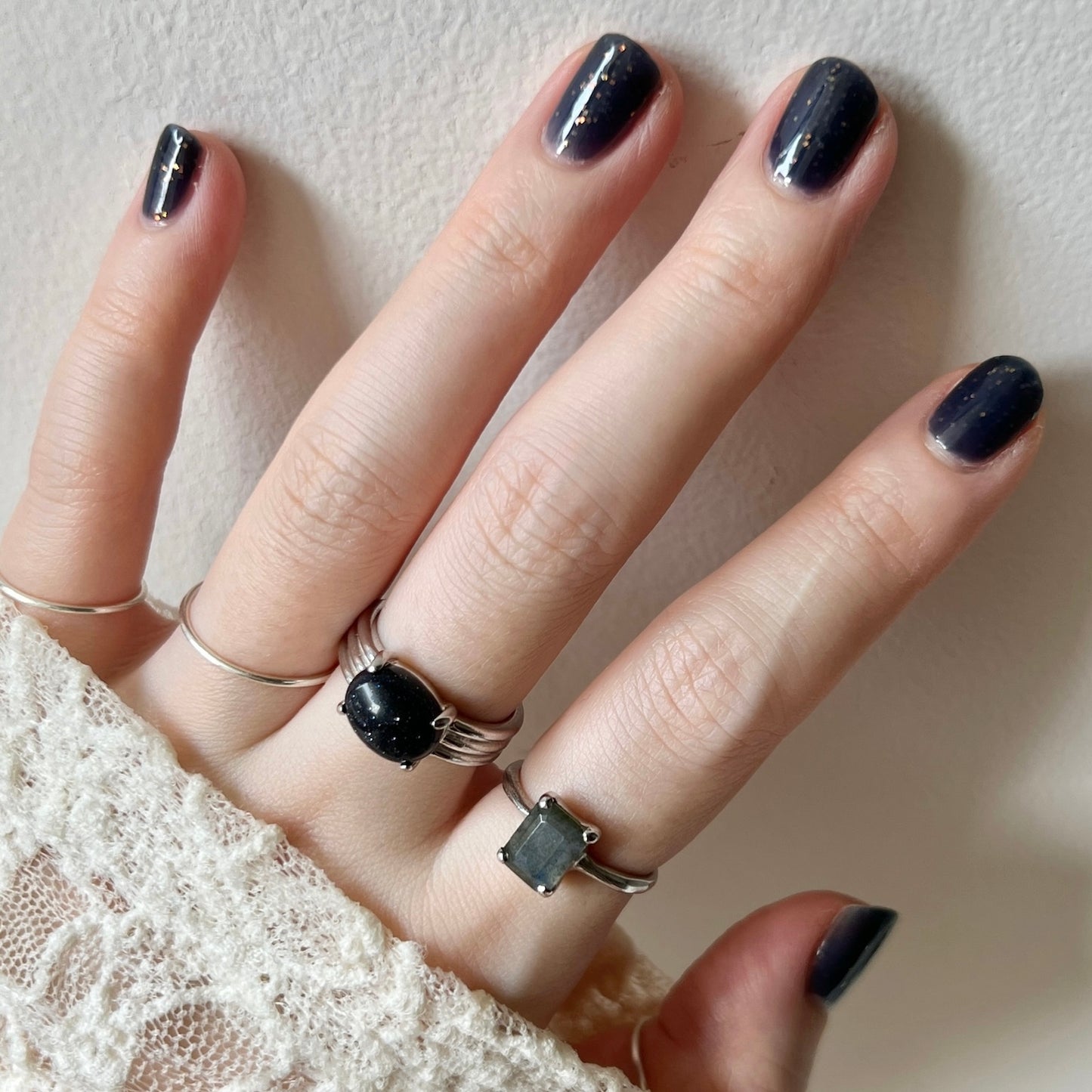 [ labradorite ] rectangle faceted cut silver [ free size ]