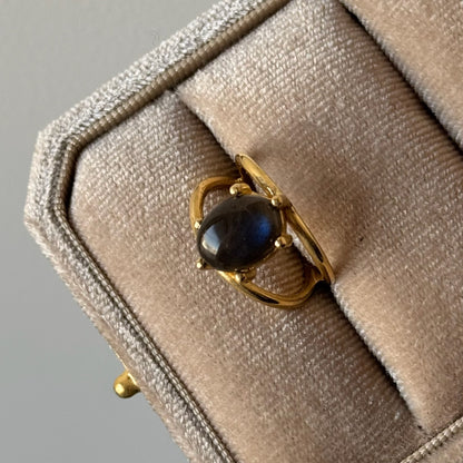 [ black labradorite ] double gold [ free size ]