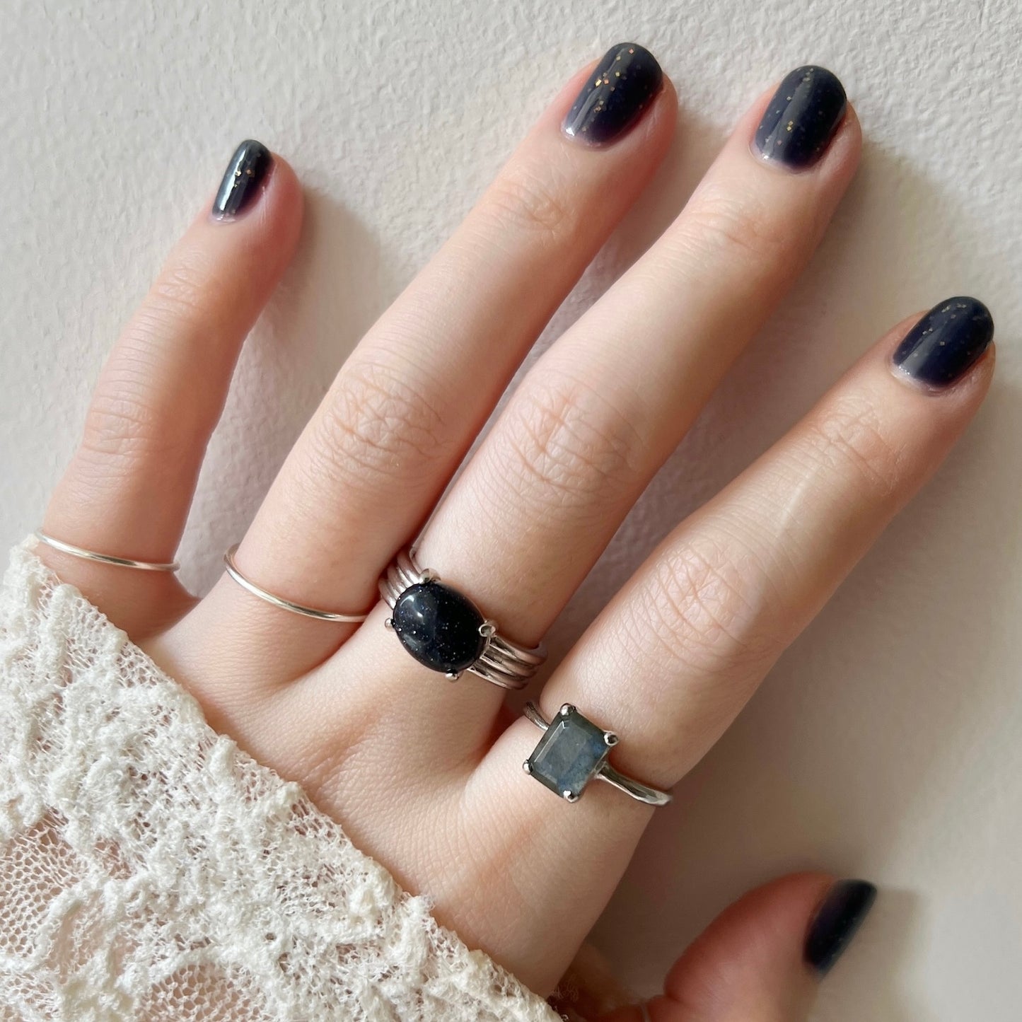 [ labradorite ] rectangle faceted cut silver [ free size ]