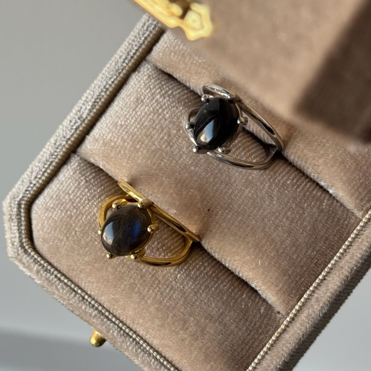 [ black labradorite ] double gold [ free size ]