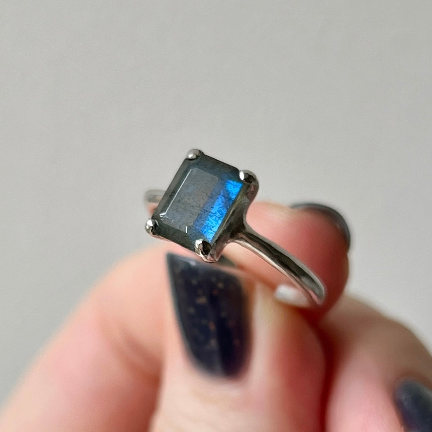 [ labradorite ] rectangle faceted cut silver [ free size ]