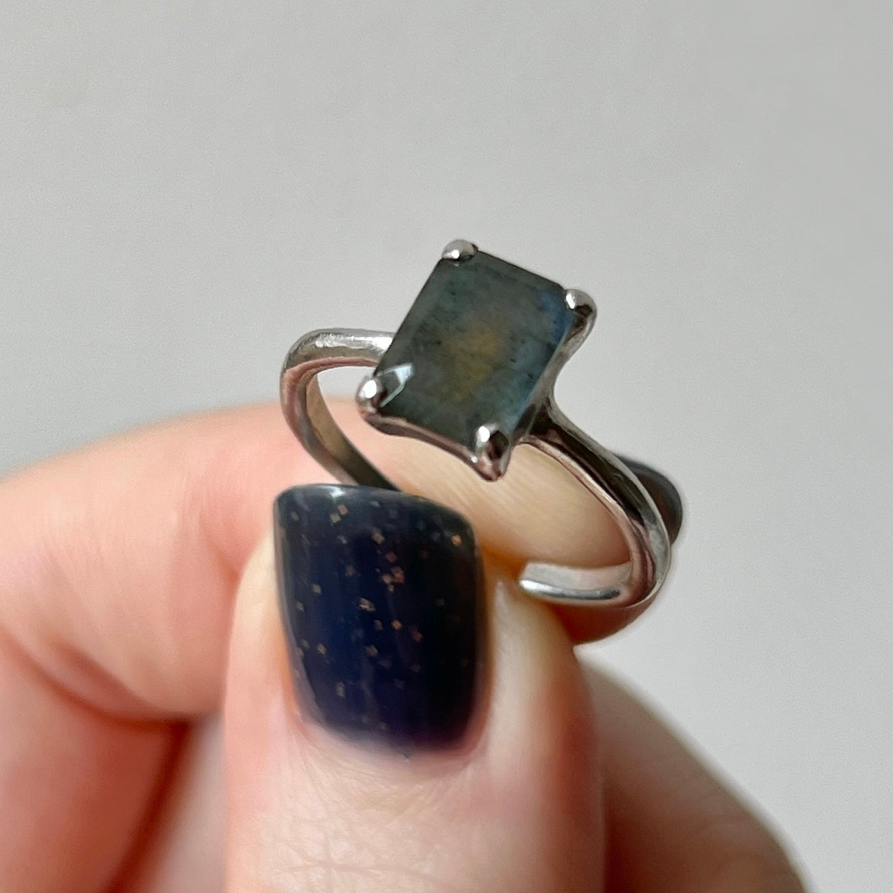 [ labradorite ] rectangle faceted cut silver [ free size ]