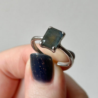 [ labradorite ] rectangle faceted cut silver [ free size ]