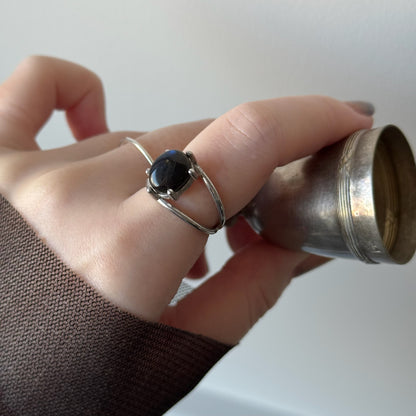 [ black labradorite ] double silver [ free size ]