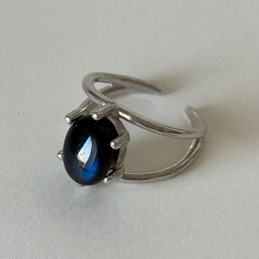 [ black labradorite ] double silver [ free size ]