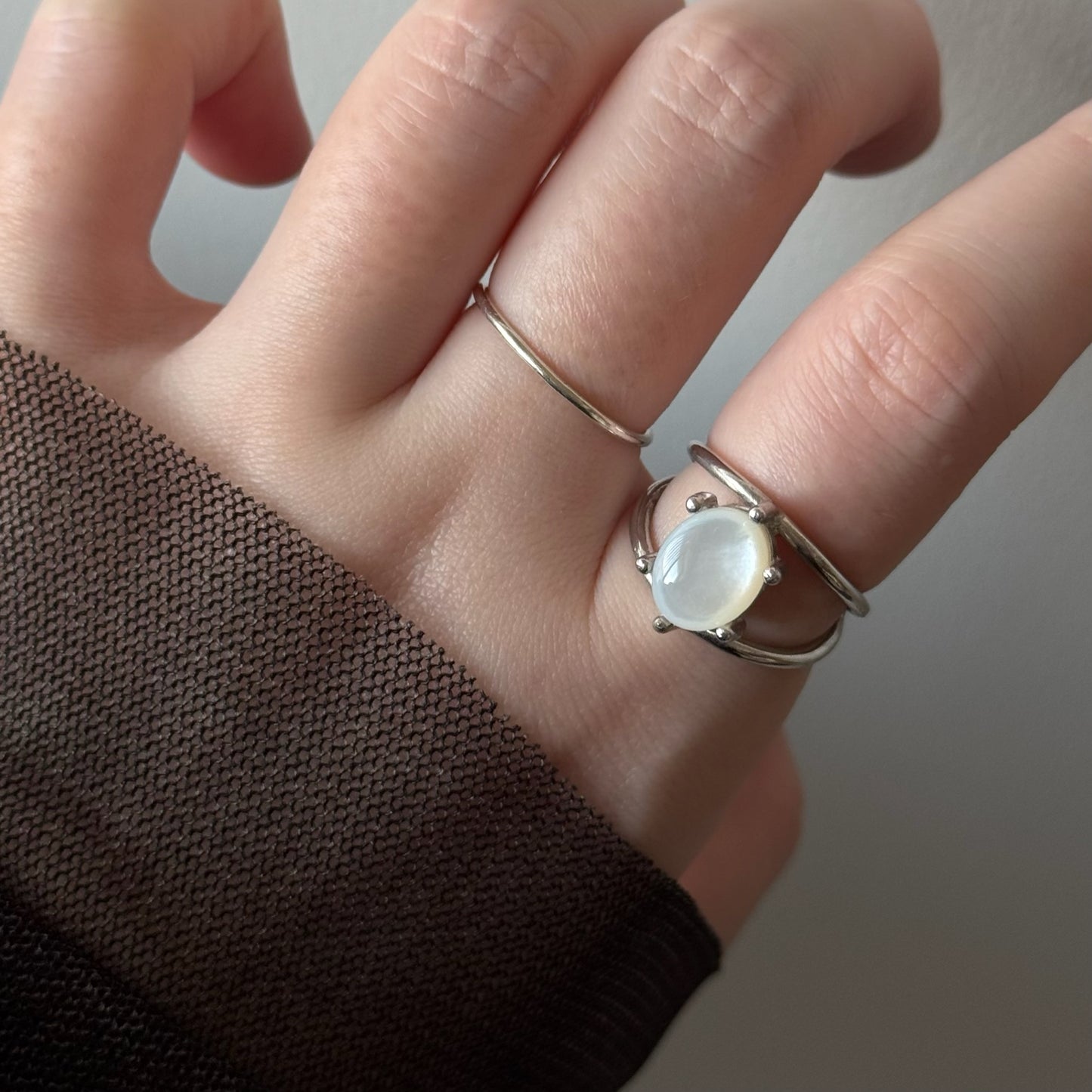 [ white shell ] double silver [ free size ]