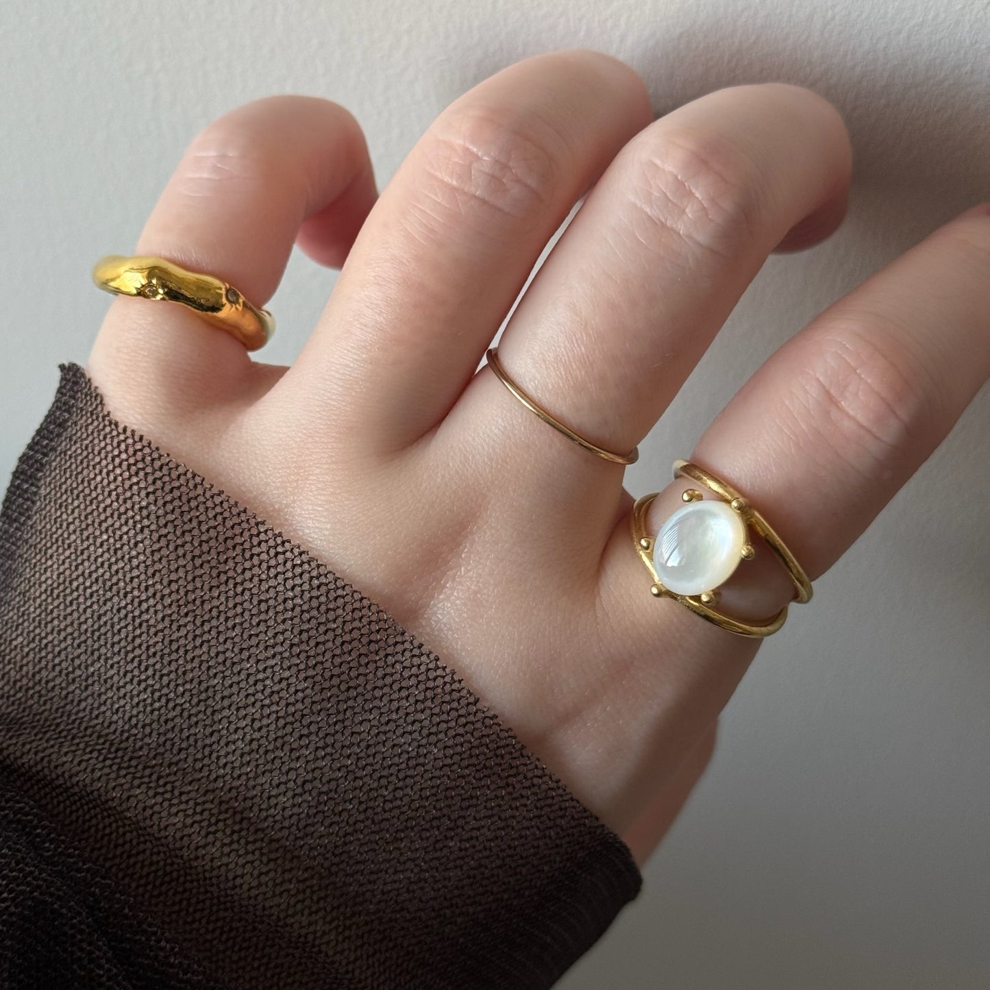 [ white shell ] double gold [ free size ]