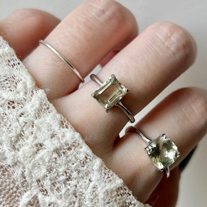[ green amethyst ] rectangle faceted cut silver [ free size ]