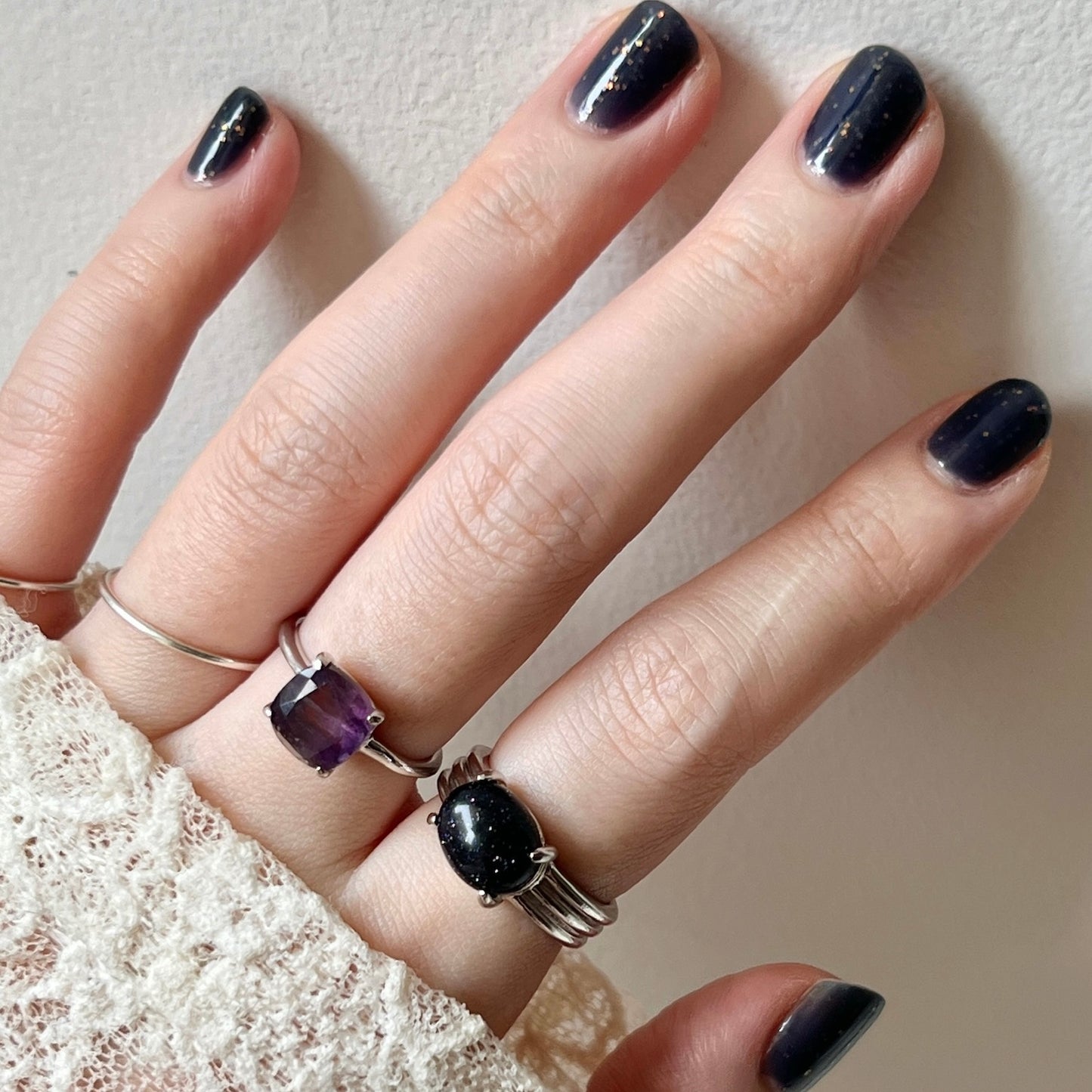 [ fluorite ] square faceted cut silver [ free size ]