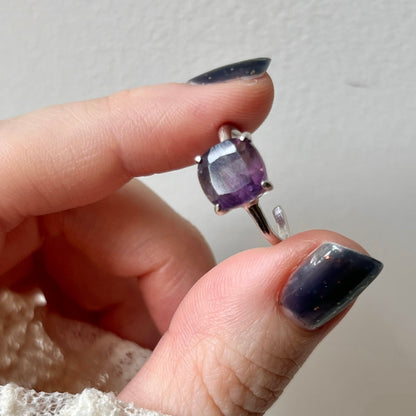 [ fluorite ] square faceted cut silver [ free size ]