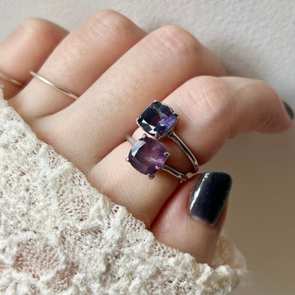 [ fluorite ] square faceted cut silver [ free size ]