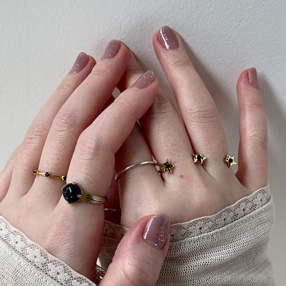 [ black spinel ] orion ring gold [ free size ]