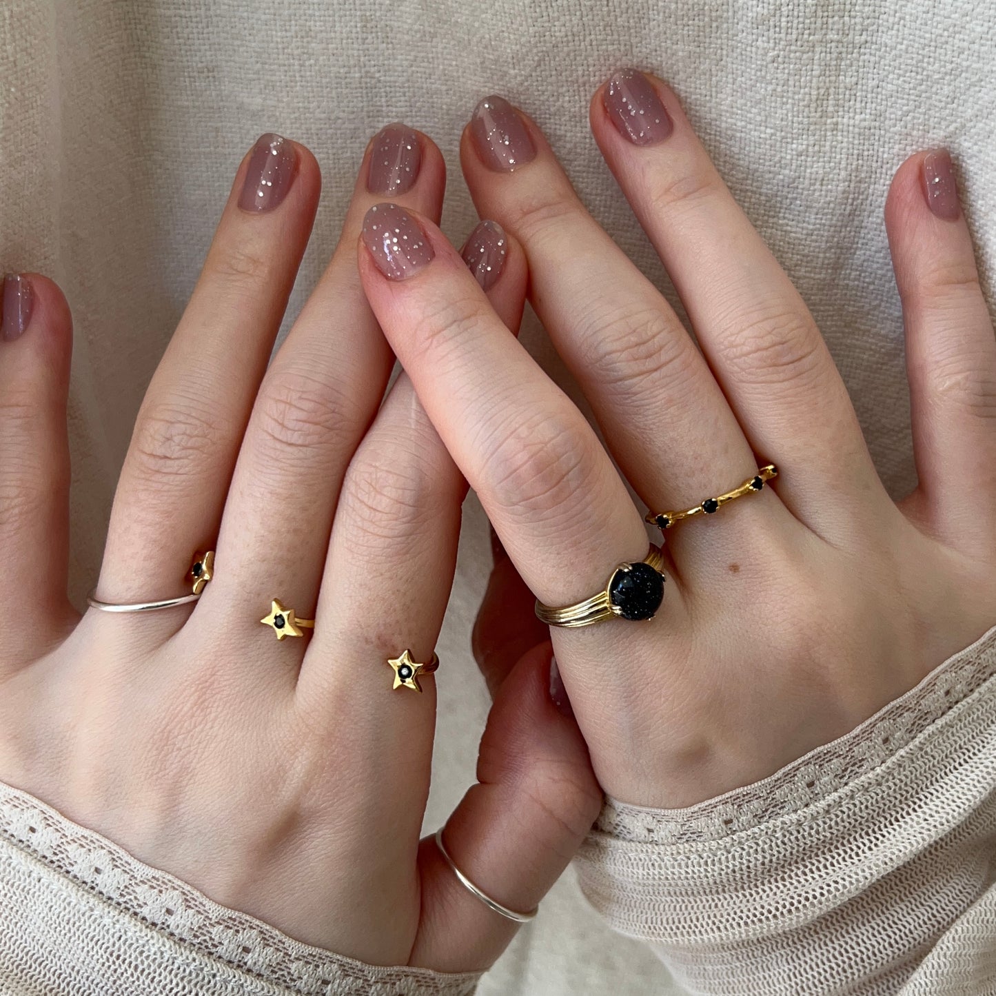 [ black spinel ] orion ring gold [ free size ]
