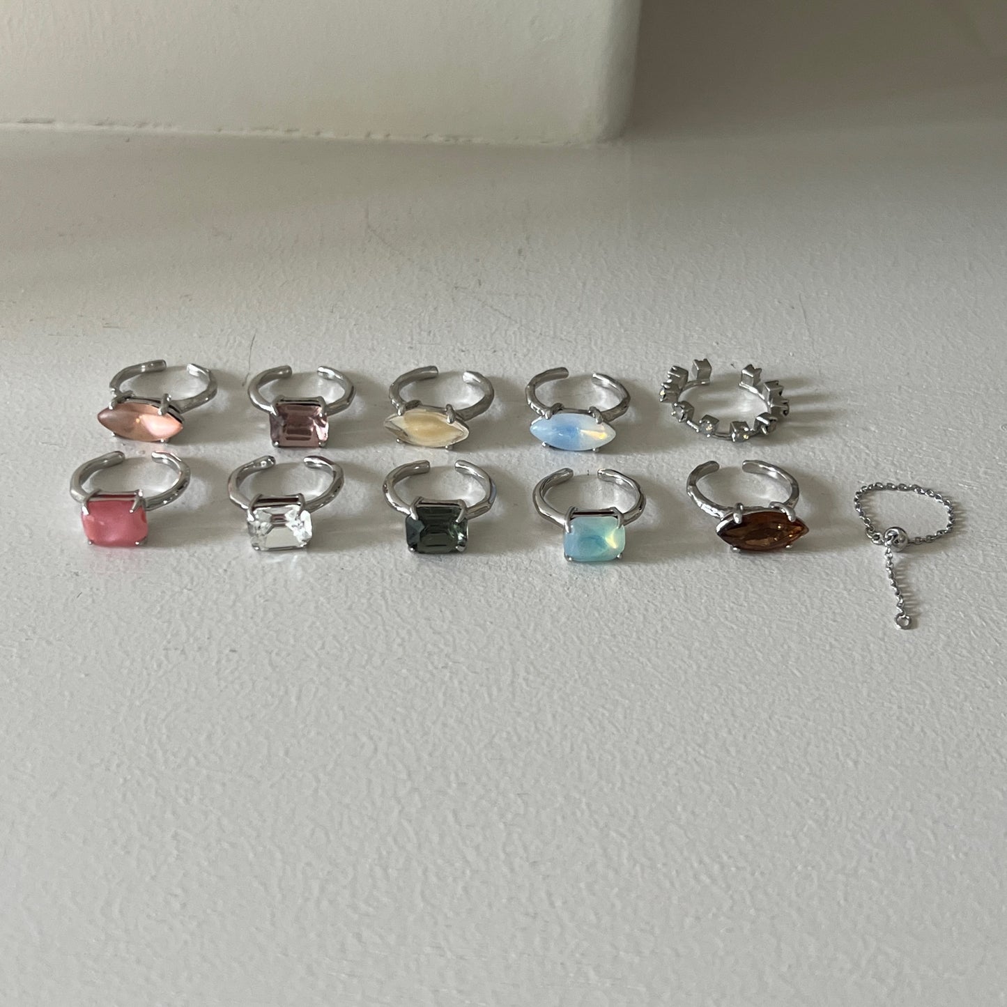 09. [ opal ] gem OCTAGON silver [ free size ]
