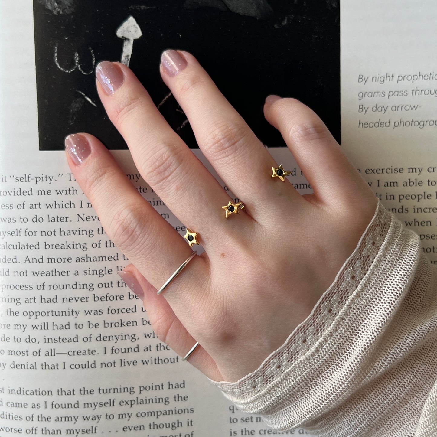 [ black spinel ] orion ring gold [ free size ]