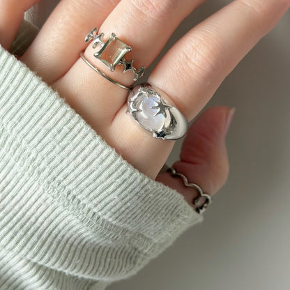 [ rainbow moon stone ] twinkle ring silver