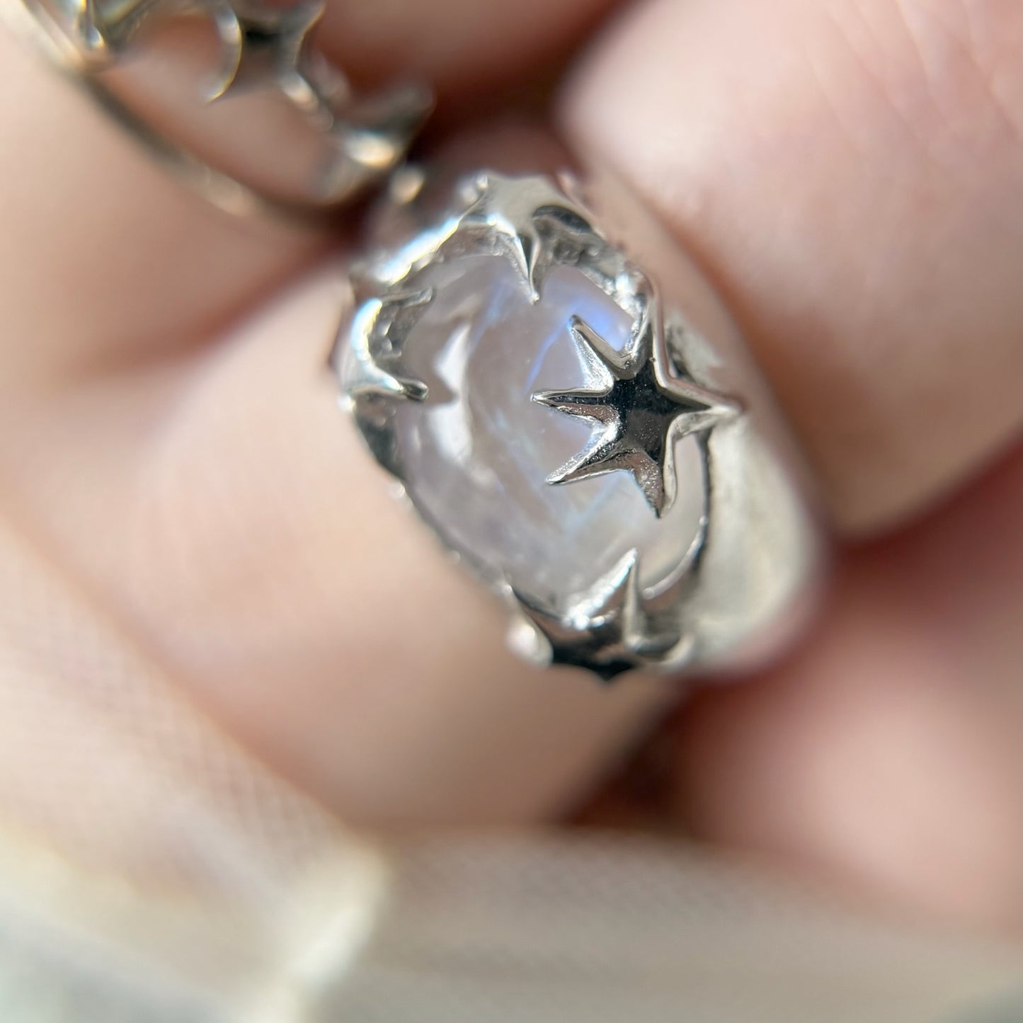 [ rainbow moon stone ] twinkle ring silver